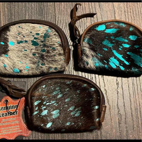 🎄🎄 Stocking Stuffer 🎄🎄 💙Genuine Cowhide and Leather Pouch Coin💙 - Picture 2 of 3